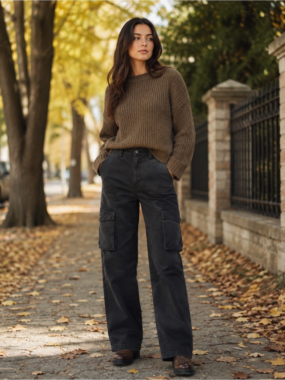 TNA Aritzia Black Cotton Utility Cargo Pants Size 2